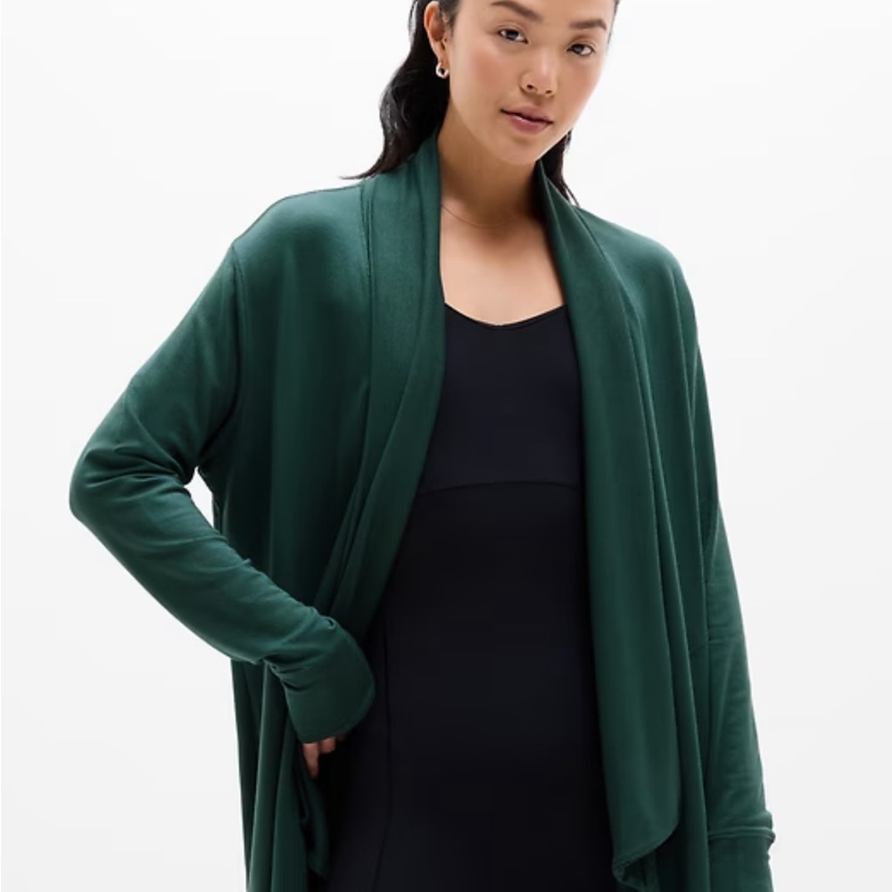 Athleta NEW WITH TAGS Pine Green Pranayama Restore Wrap Sweater Size L